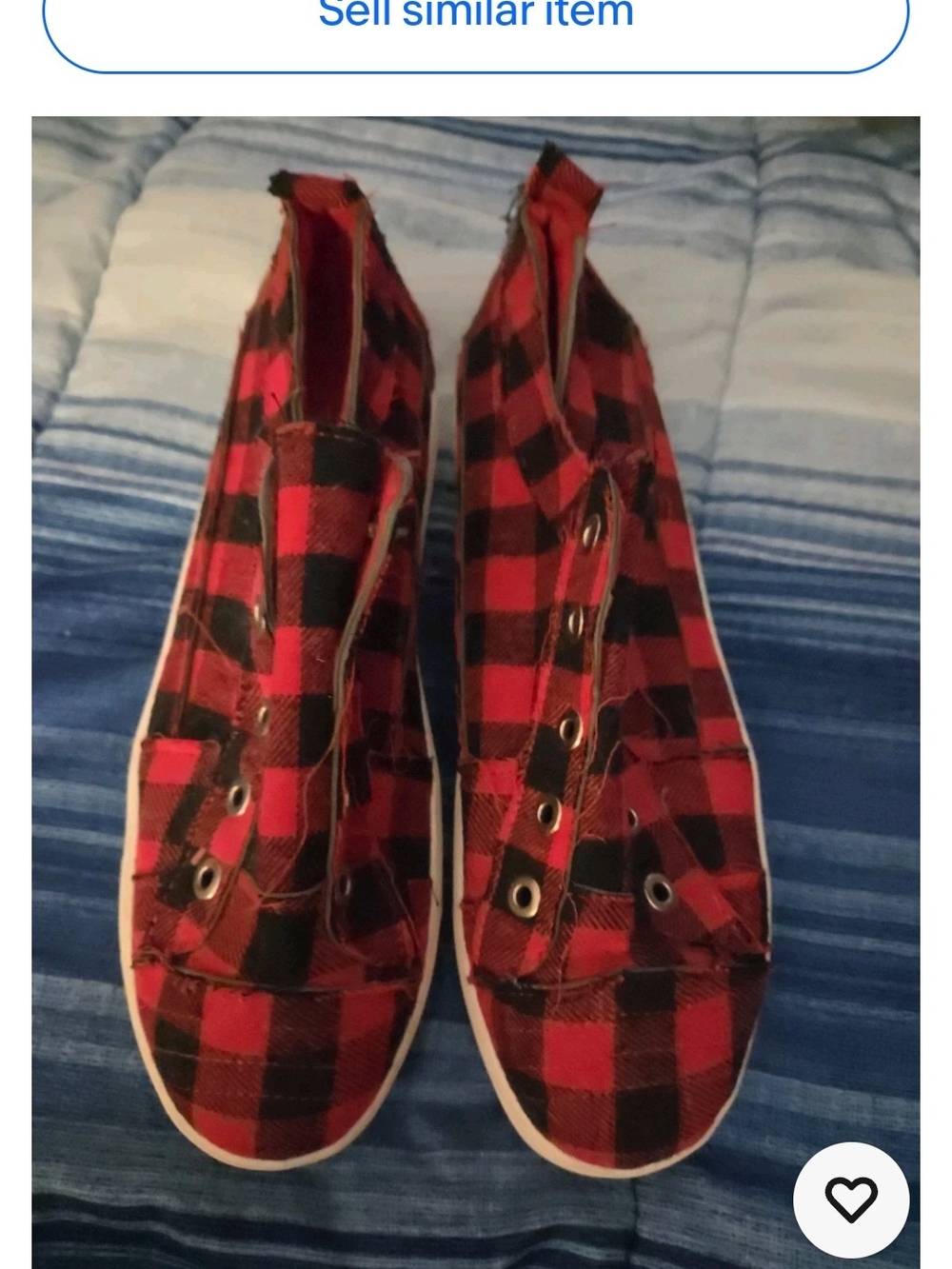 Kids Red and Black Plaid Slip-On Sneakers